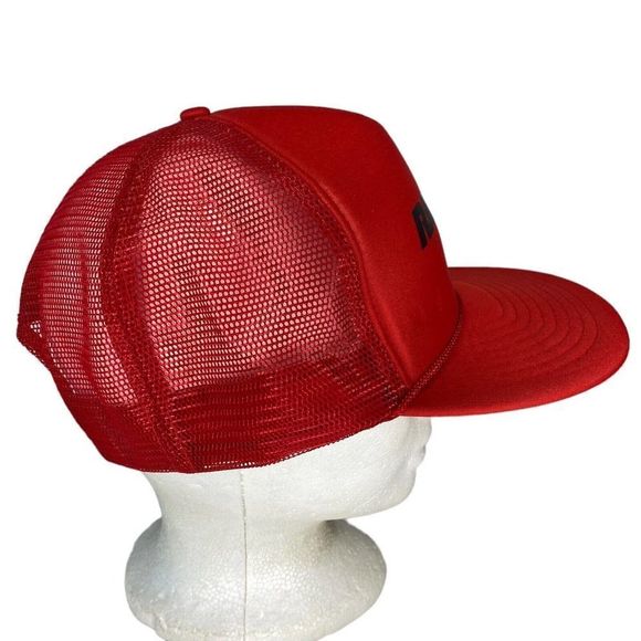 Vintage RAYOVAC Hat Red Snap Back Trucker Cap Batteries Nissin 1990s Black Mesh - Picture 2 of 6